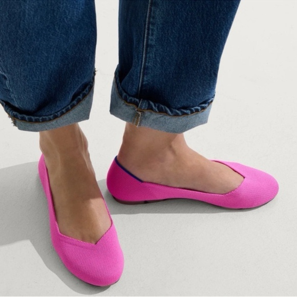 Rothy's Fuchsia Flats with Blue Trim Dragón Fruit